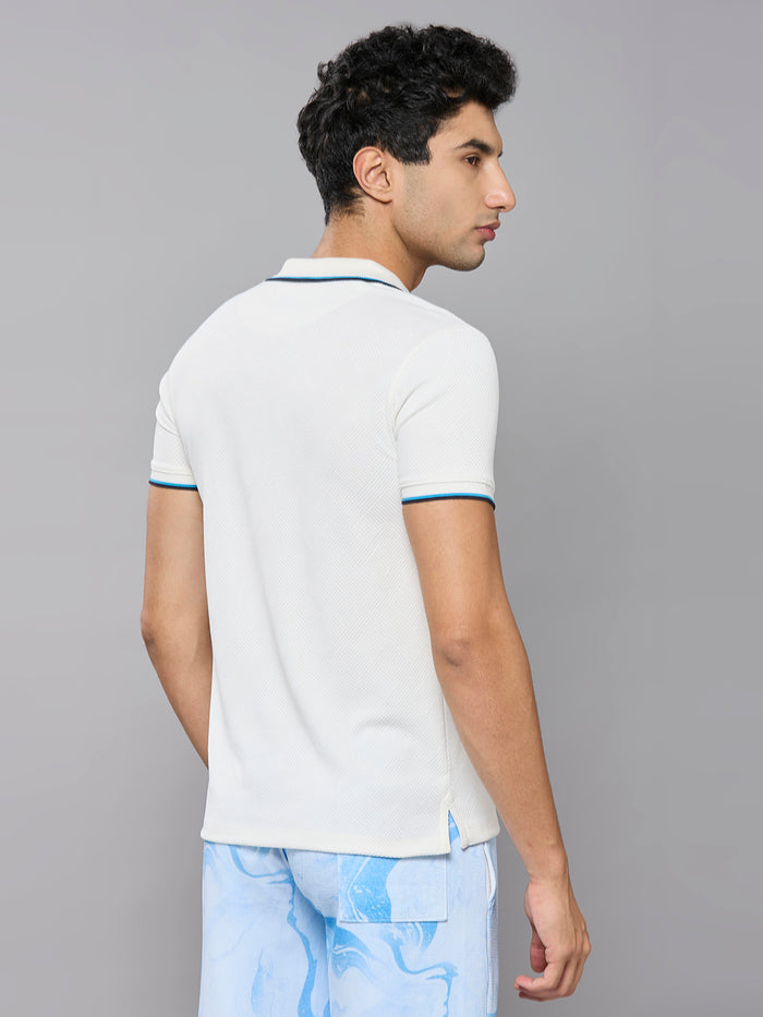 Men's White Solid Slim Fit T-Shirts