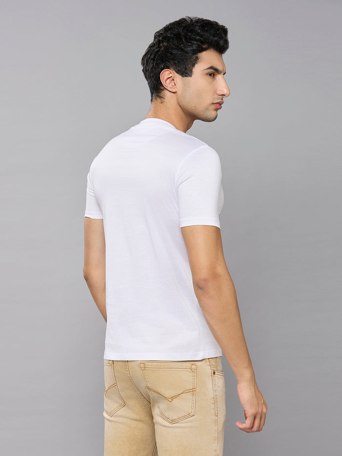 Men's White Solid Slim Fit T-Shirts