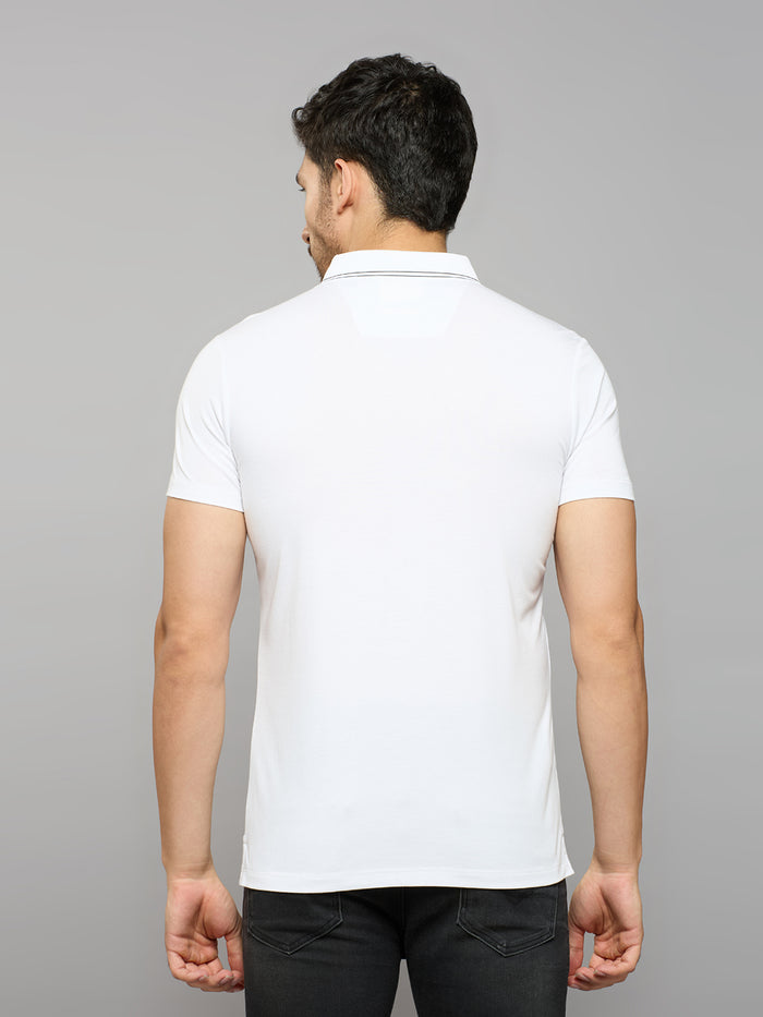 Men's White Solid Slim Fit T-Shirts
