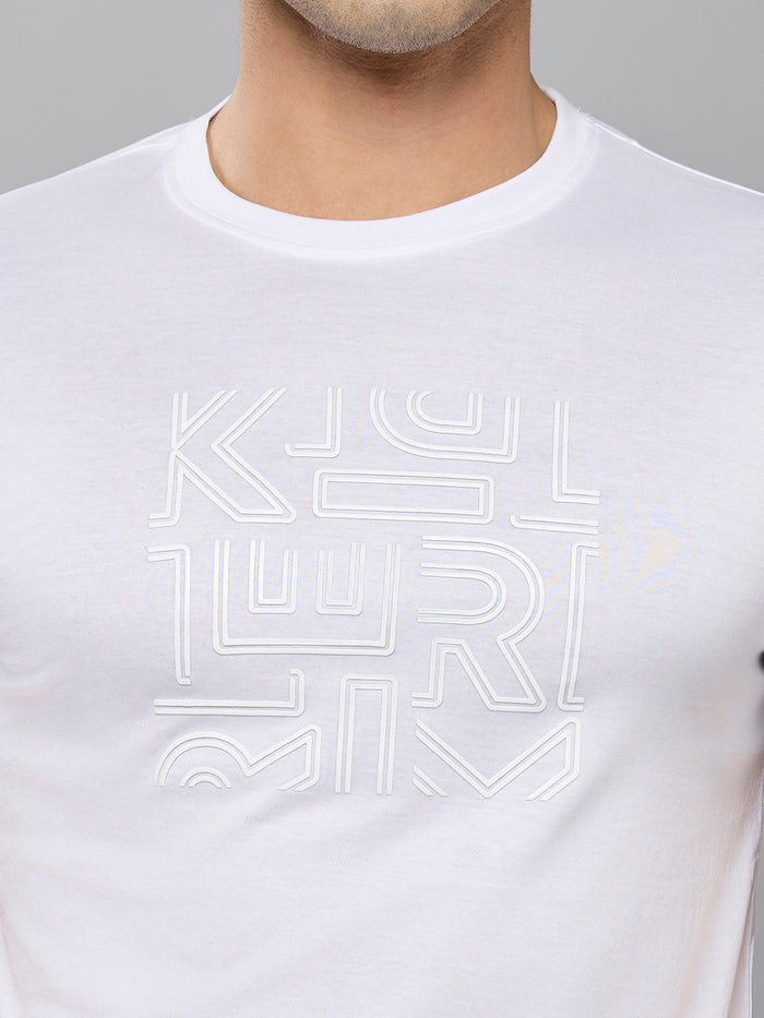 Men's White Solid Slim Fit T-Shirts