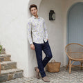 Men's Yellow Printed Slim Fit Shirts
