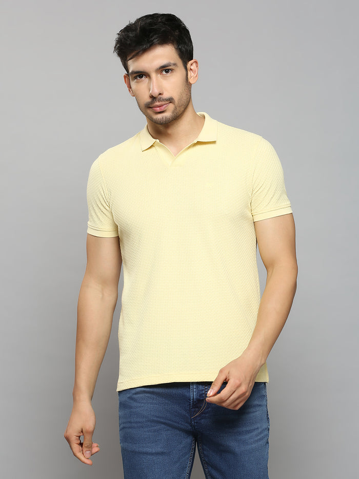 Men's Yellow Printed Slim Fit T-Shirts