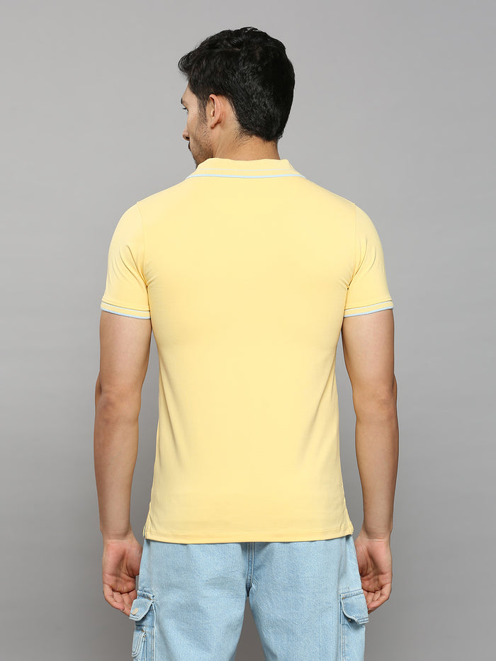 Men's Yellow Solid Slim Fit T-Shirts