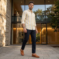 Men's Yellow Stripe Slim Fit Shirts