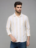 Men's Yellow Striped Slim Fit Shirts