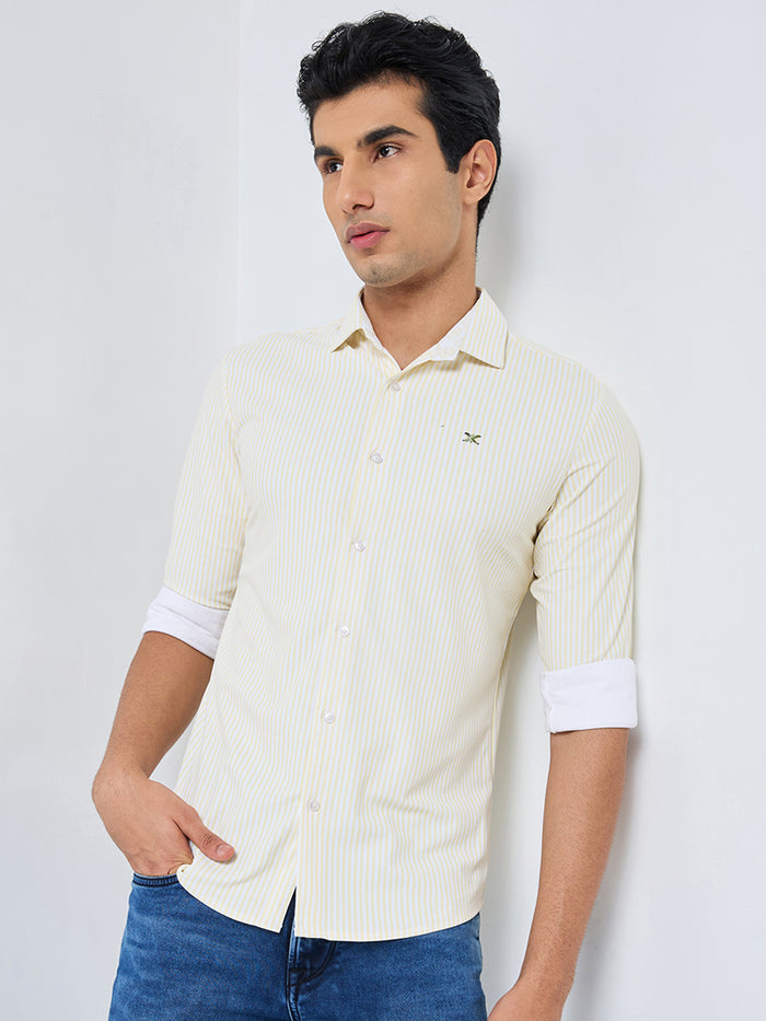 Men's Yellow Striped Slim Fit Shirts