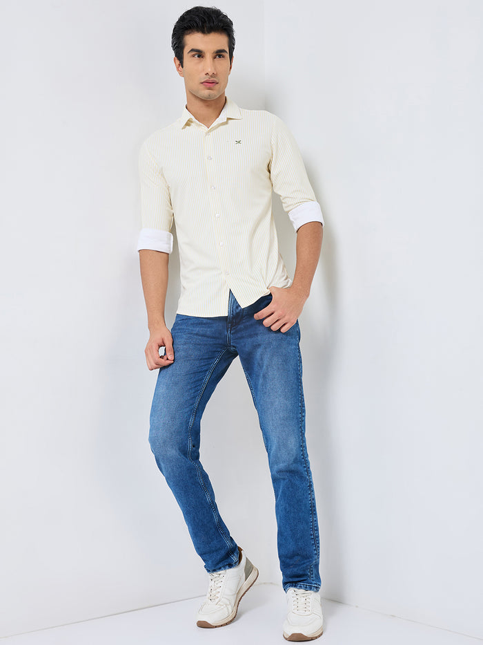 Men's Yellow Striped Slim Fit Shirts