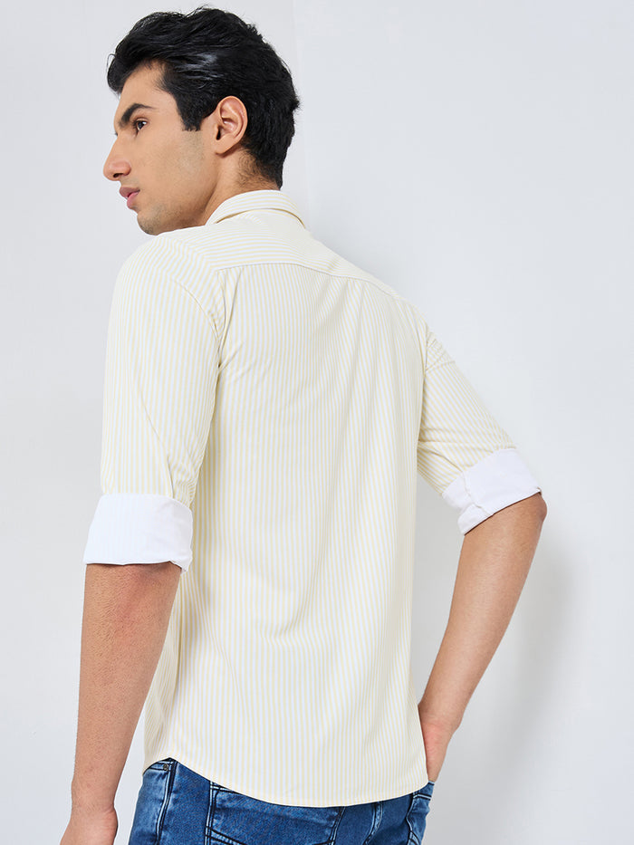 Men's Yellow Striped Slim Fit Shirts