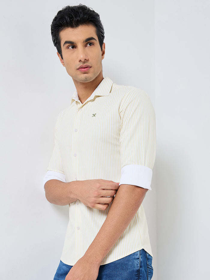 Men's Yellow Striped Slim Fit Shirts