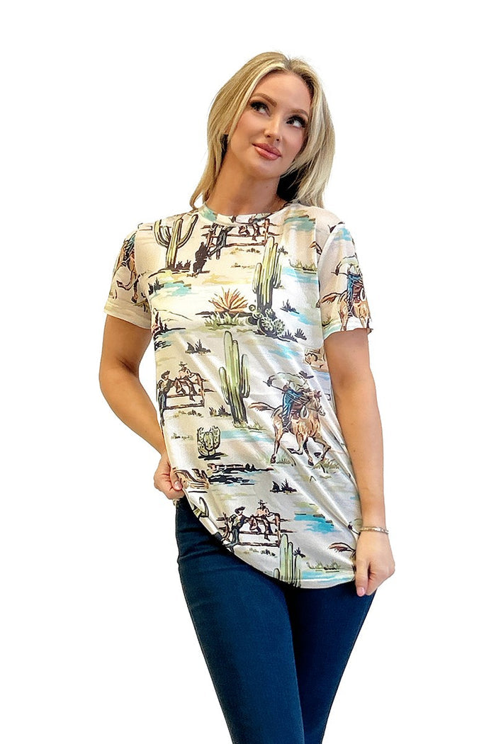 MESH WESTERN TOP- 2 COLORS