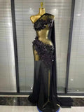 Mimi Floral Mesh See Through Bodycon Tail Maxi Dress