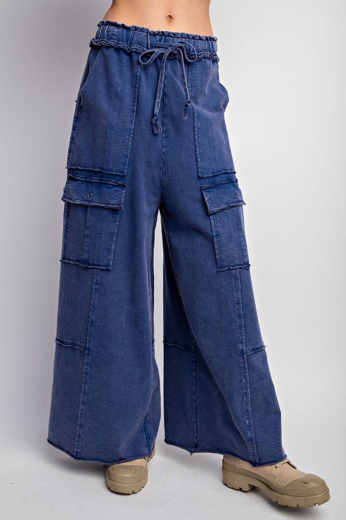 MINERAL WASHED TERRY KNIT CARGO SWEATPANTS (7 Colors)