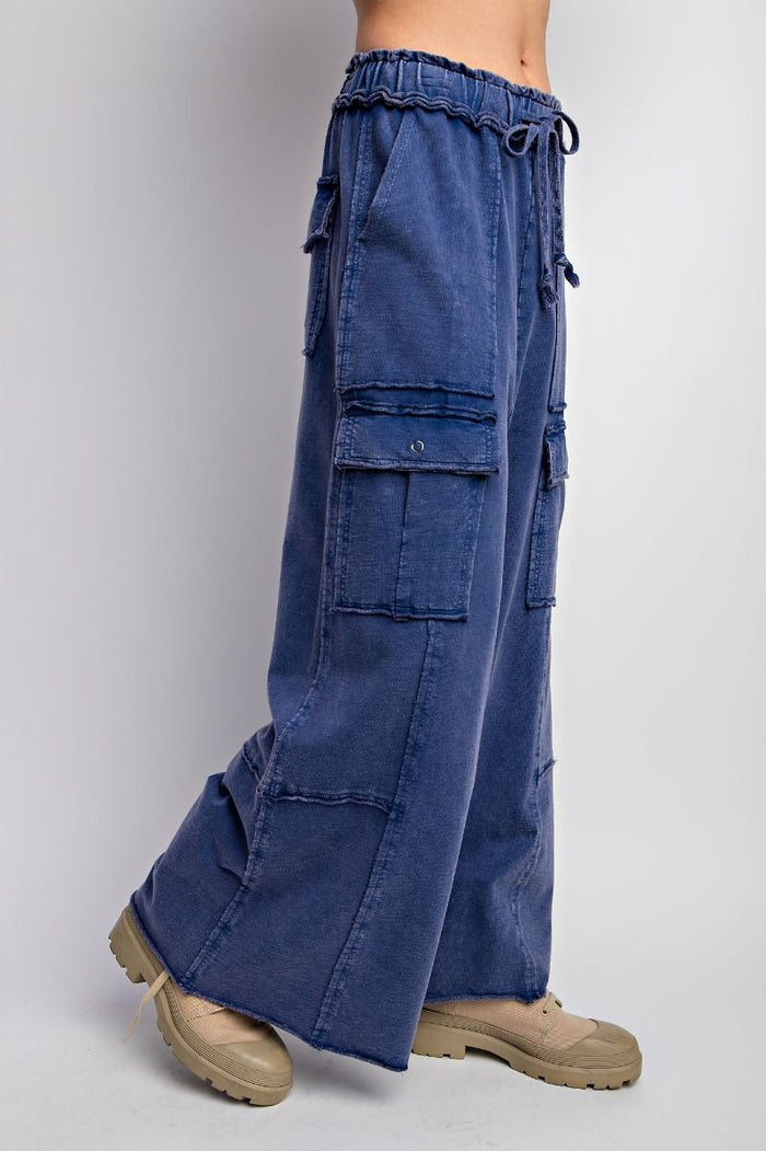 MINERAL WASHED TERRY KNIT CARGO SWEATPANTS (7 Colors)