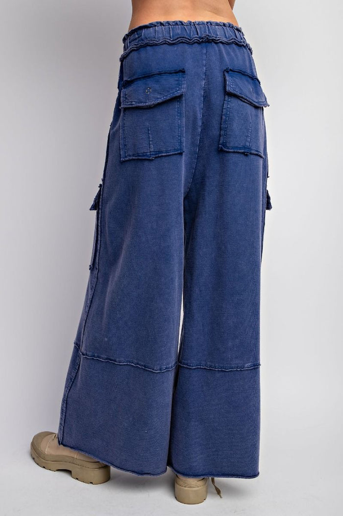 MINERAL WASHED TERRY KNIT CARGO SWEATPANTS (7 Colors)