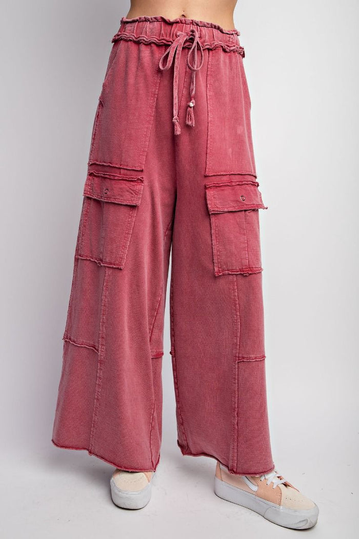 MINERAL WASHED TERRY KNIT CARGO SWEATPANTS (7 Colors)