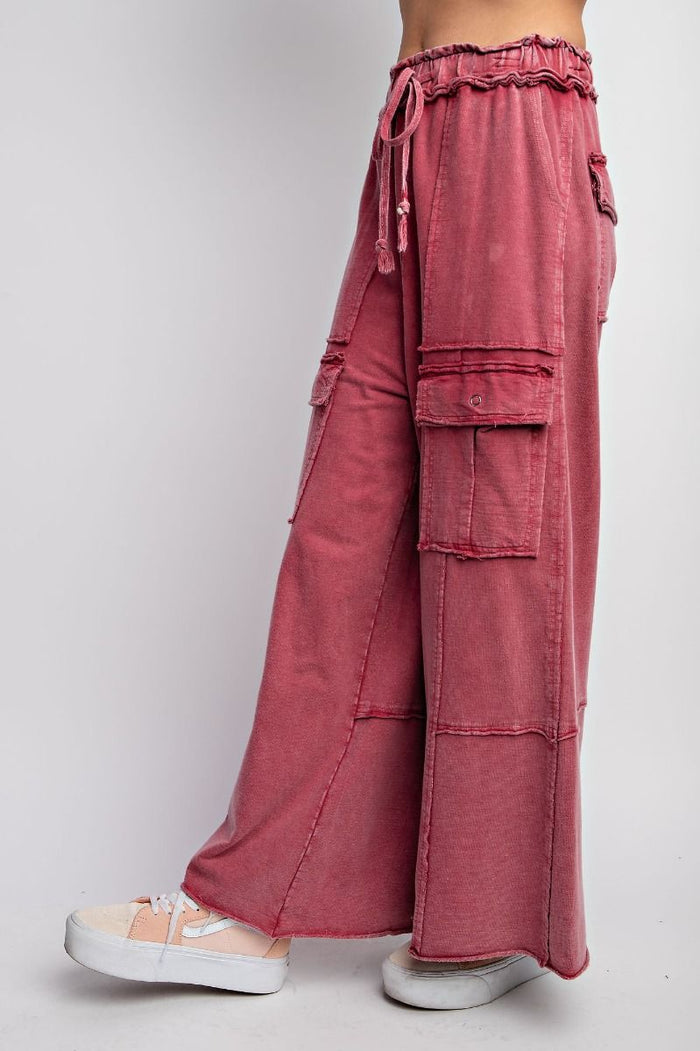 MINERAL WASHED TERRY KNIT CARGO SWEATPANTS (7 Colors)