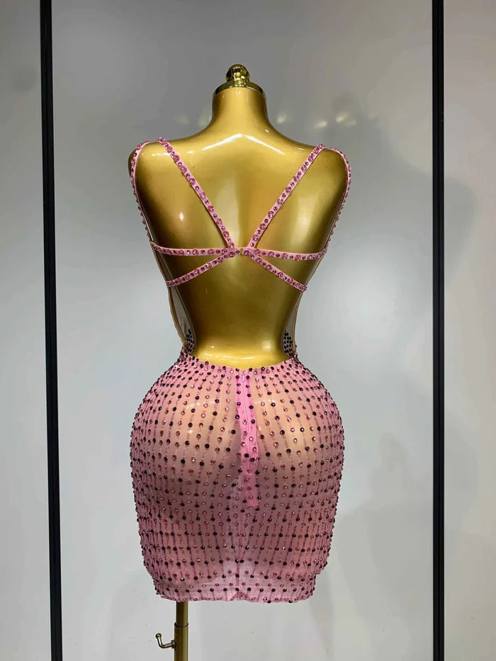 Miranda Colorful Crystal Mesh Bodycon Mini Dress