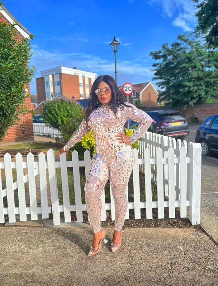 Mirror-on-Mesh Jumpsuit