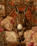 Mowbi - Donkey on Bed - Bedroom Art Prints – 8″x10″ Artwork in 11″x14″ Mat