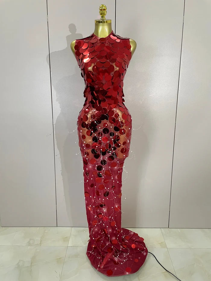 Natalia sparkly sequin mesh maxi dress for women, luxury birthday and evening party gown