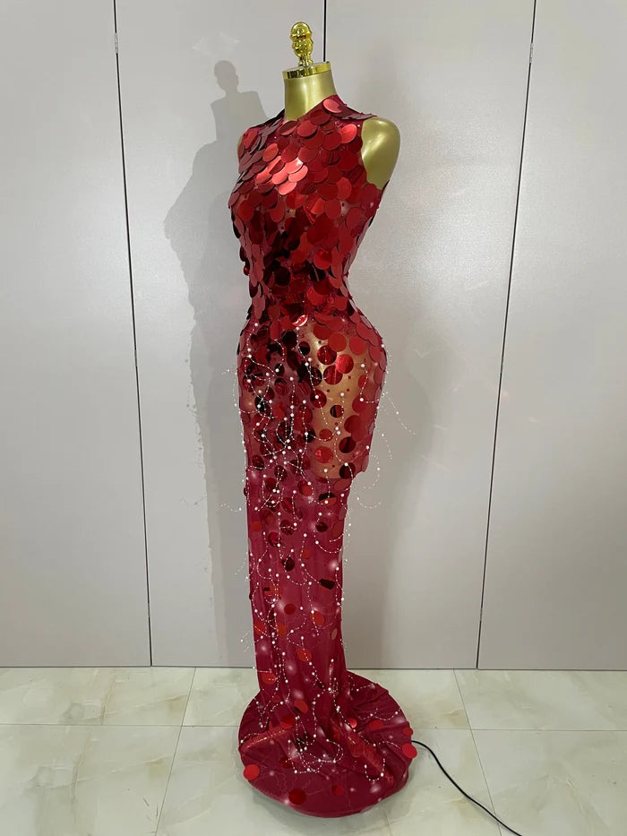 Natalia sparkly sequin mesh maxi dress for women, luxury birthday and evening party gown