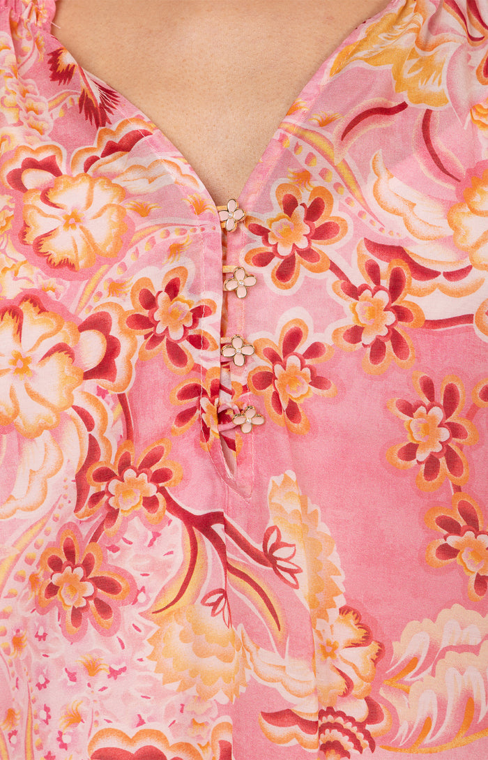 Nataly Colton Voile Top, color-Coral