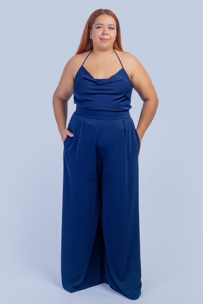 Chloe Dao TOPS Navy Colina Cowl Neck Top