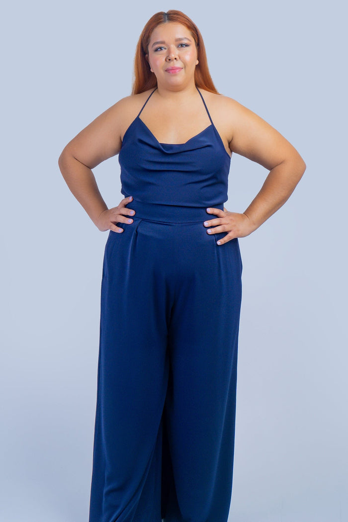 Chloe Dao TOPS Navy Colina Cowl Neck Top