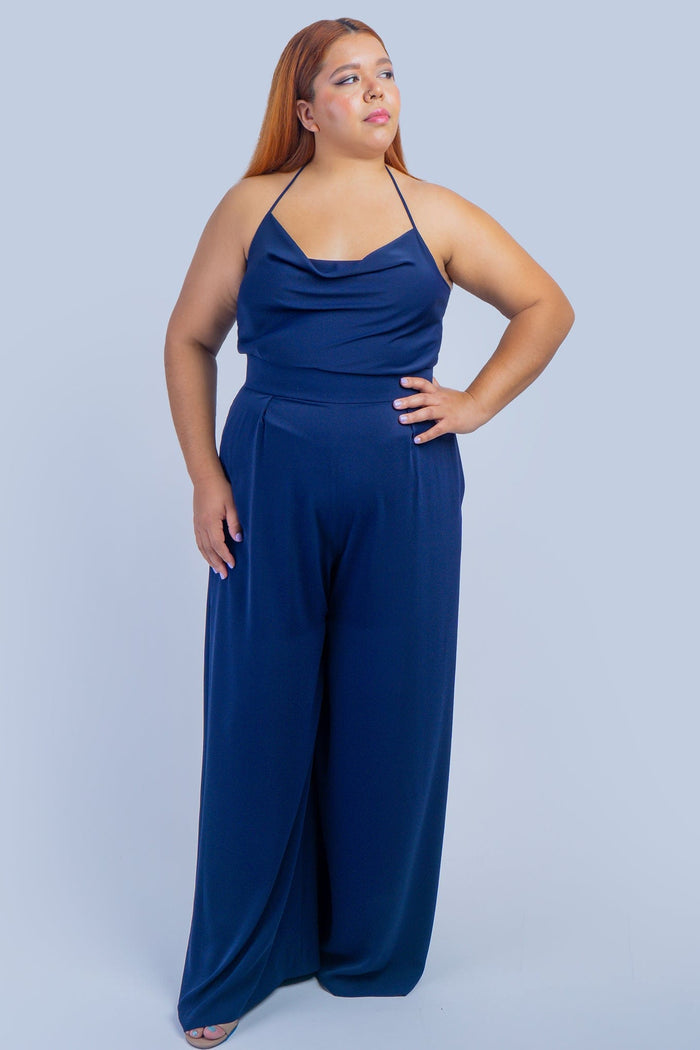 Chloe Dao TOPS Navy Colina Cowl Neck Top