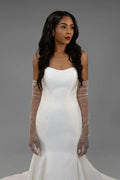 Nellie Tulle and Pearl Bridal Gloves - Accessory - Grace and Goddess