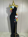 Ness 3D Flower Backless Side Slit Bodycon Bandage Dress