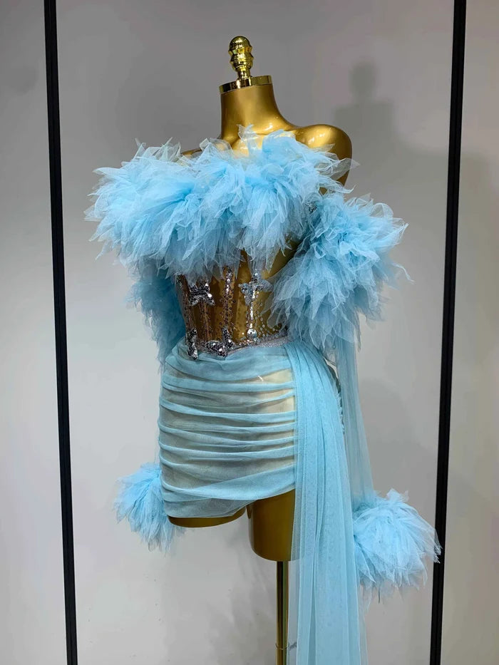 Nova Crystal-Embellished Three-Piece Mini Skirt Set