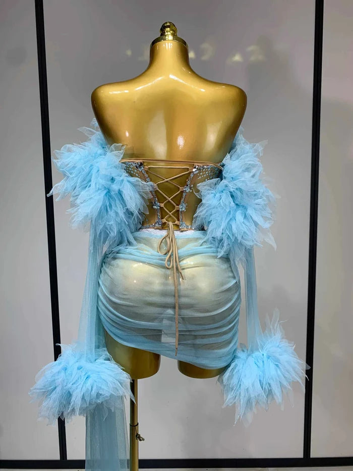 Nova Crystal-Embellished Three-Piece Mini Skirt Set
