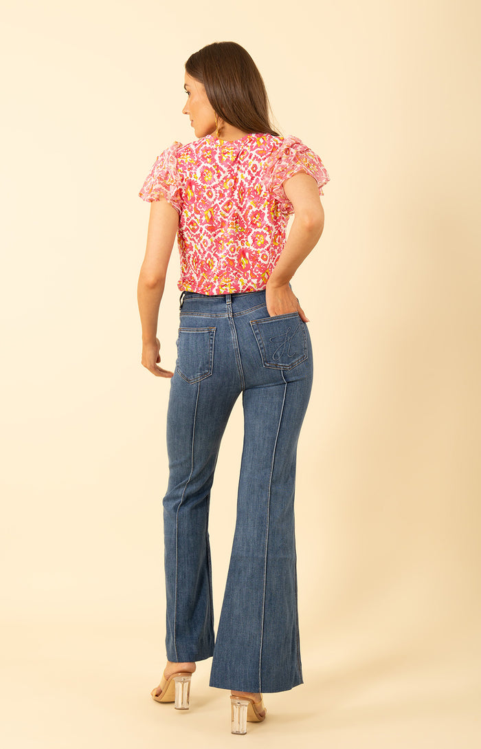 Novalee Jersey Top, color-Pink