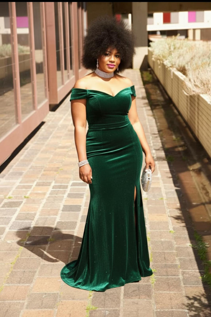 Off-the-Shoulder Velvet Dress
