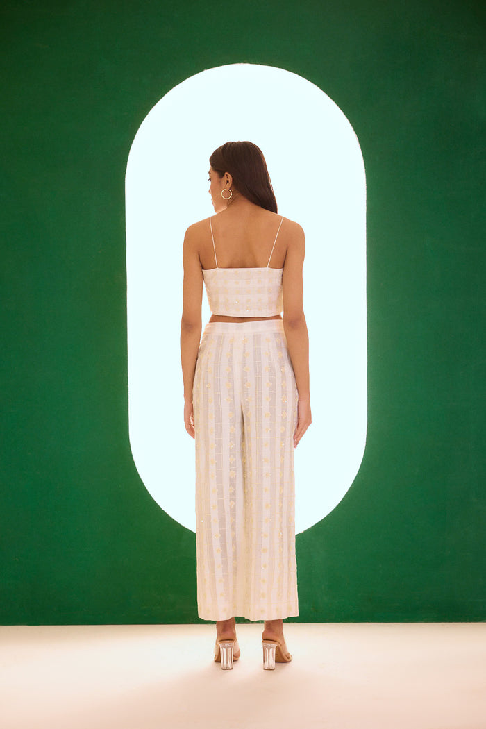 Off White Romantic Embroidered Bustier