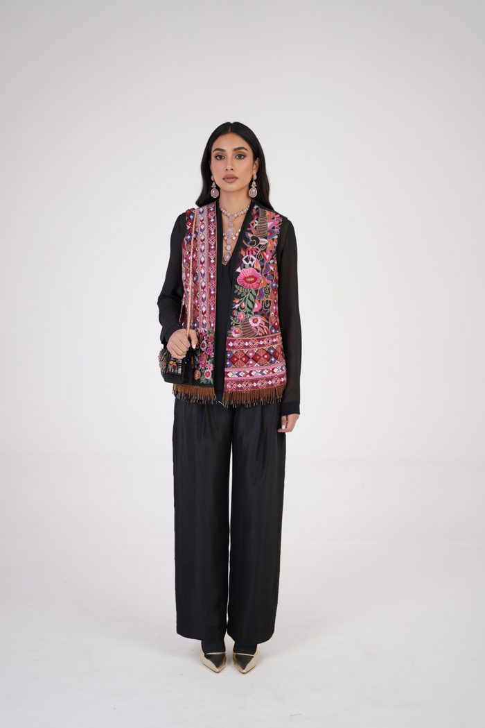 Opulent silk pleated pants