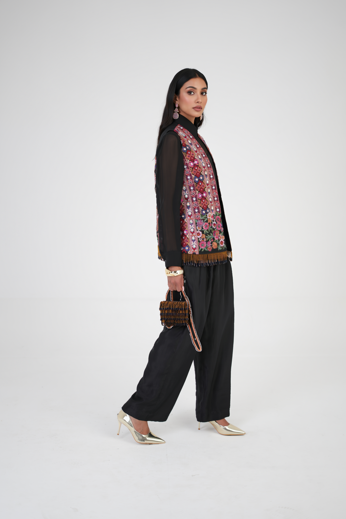 Opulent silk pleated pants