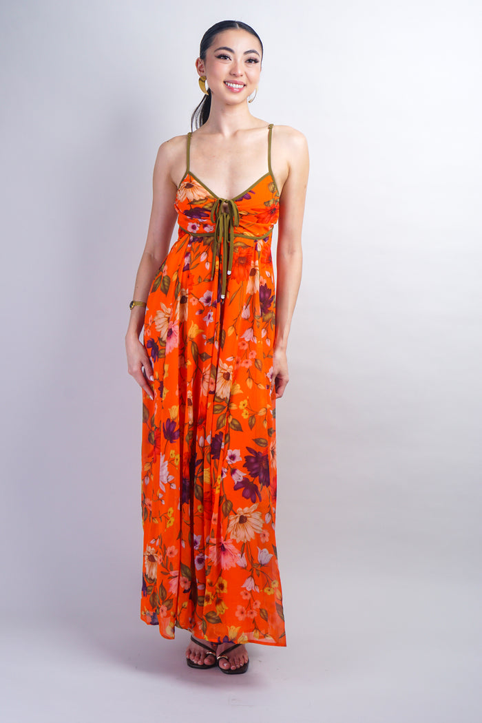 Orange Floral Maxi Dress