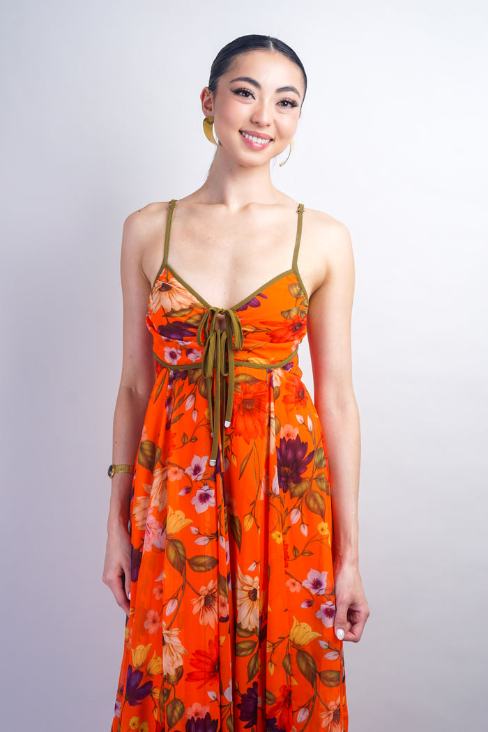 Orange Floral Maxi Dress
