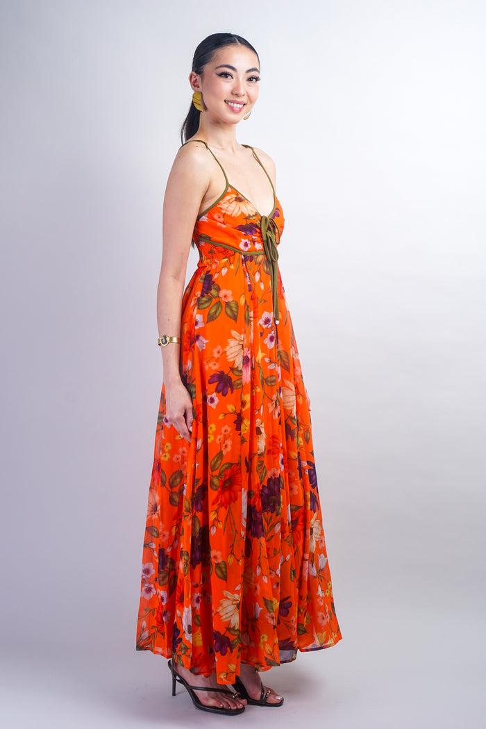 Orange Floral Maxi Dress