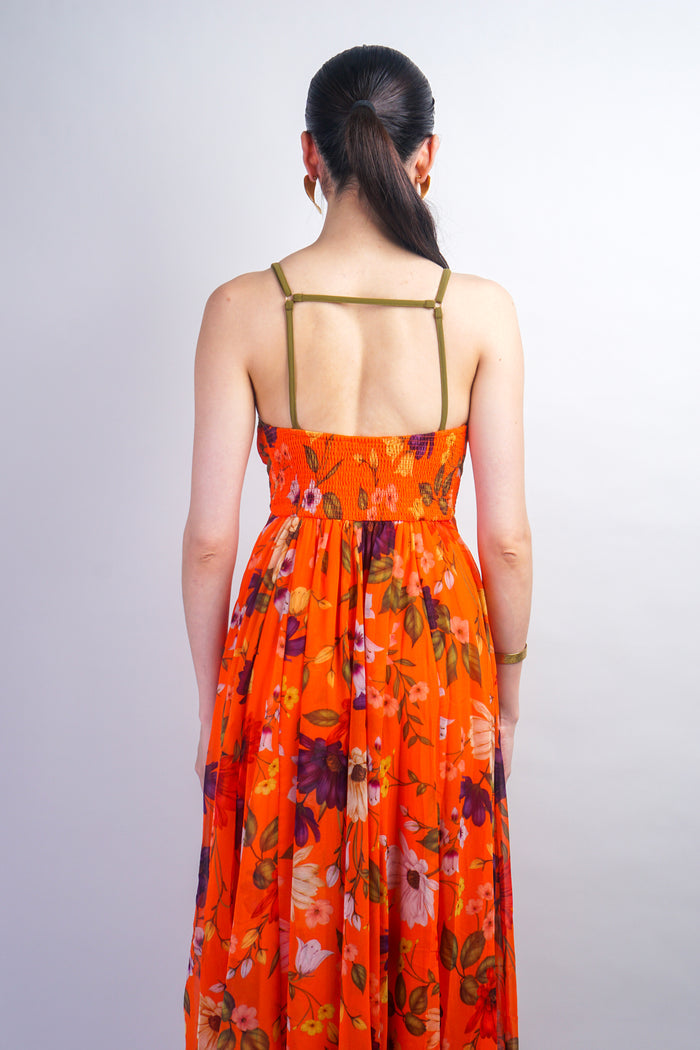 Orange Floral Maxi Dress