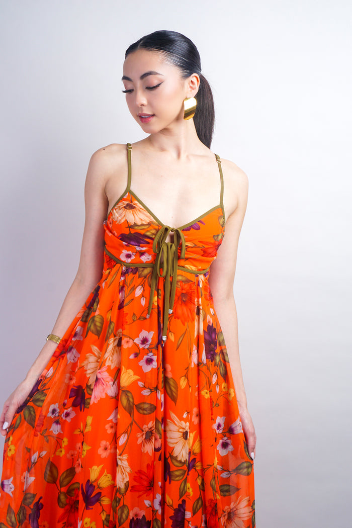 Orange Floral Maxi Dress