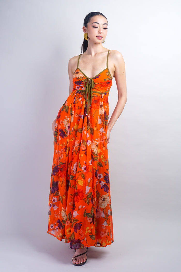 Orange Floral Maxi Dress