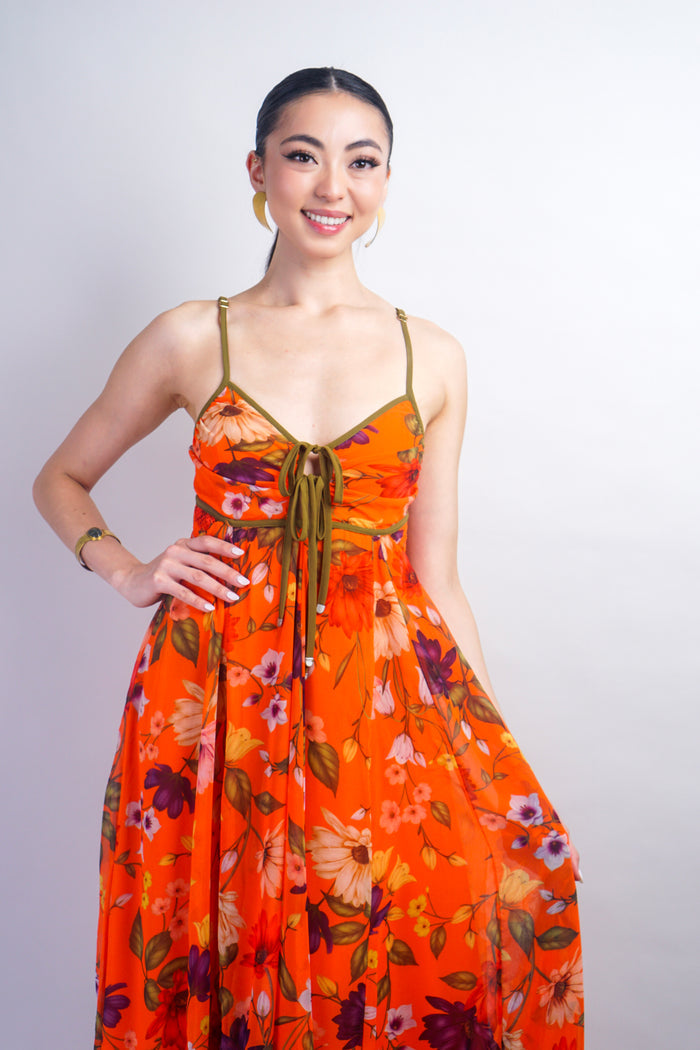 Orange Floral Maxi Dress