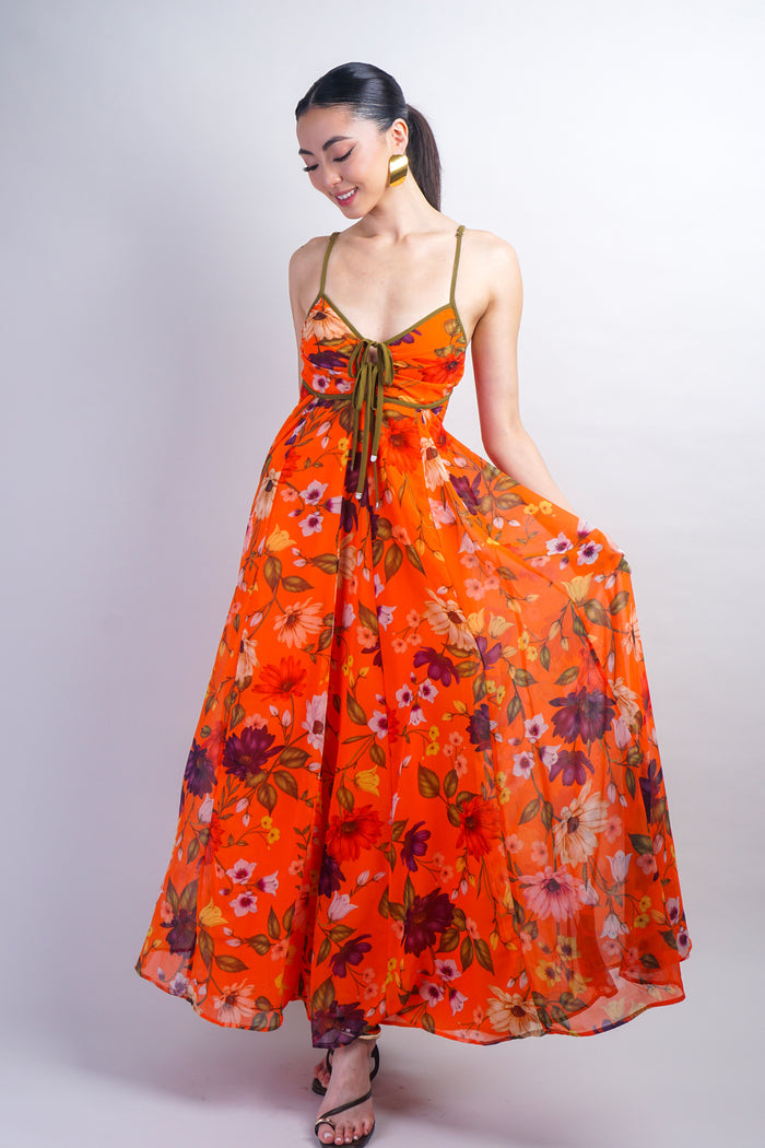 Orange Floral Maxi Dress