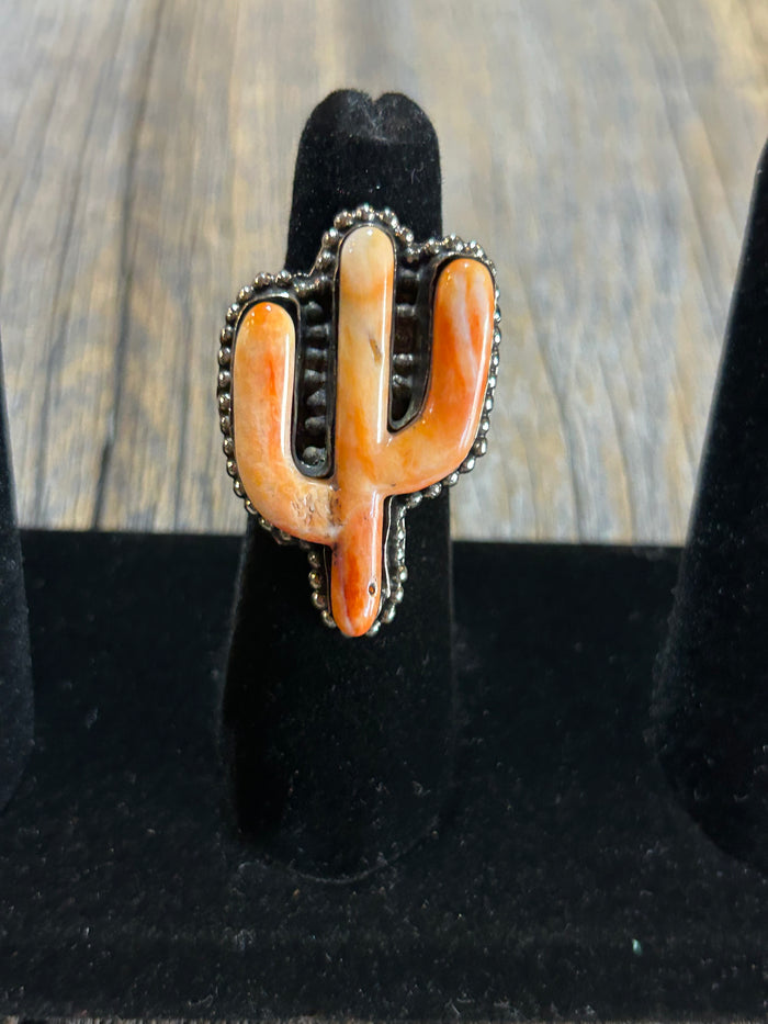 ORANGE STONE CACTUS RING/ PENDANT
