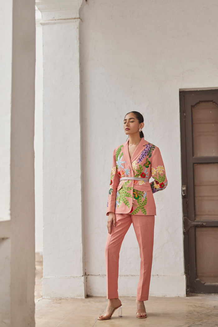 Women Clothing Peach Peony Narrow Pants