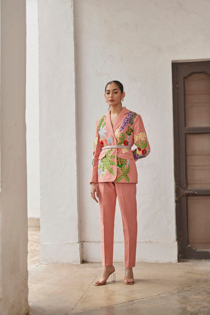 Women Clothing Peach Peony Narrow Pants