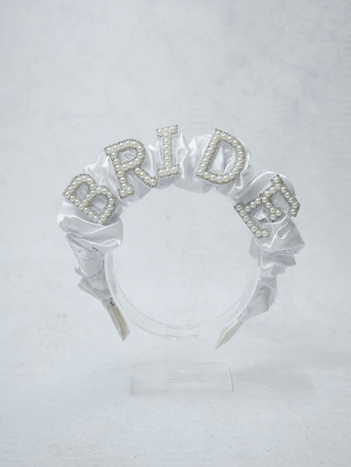 Pearl & Silk Scrunchie BRIDE Headband - Giftware - Honey Fawn Boutique